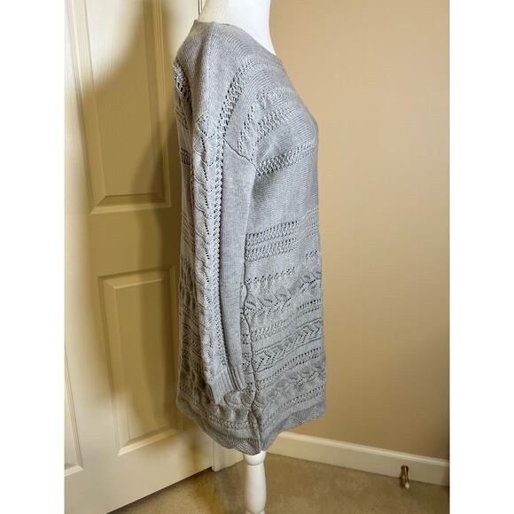 Sundance Silk Blend Sweater Dress Long Sleeve Open Knit Grey/Taupe Small Petite - Picture 3 of 6